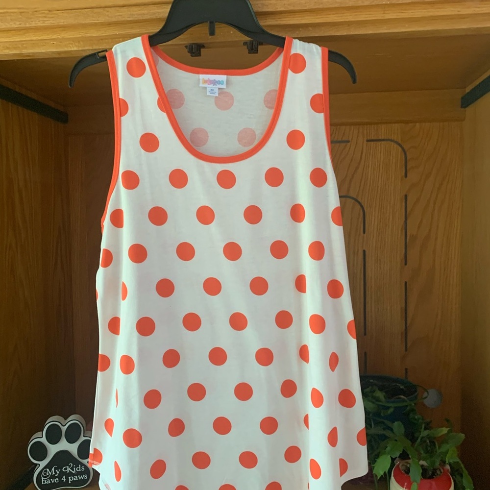 LuLaRoe Orange Polka Dot Tank Top